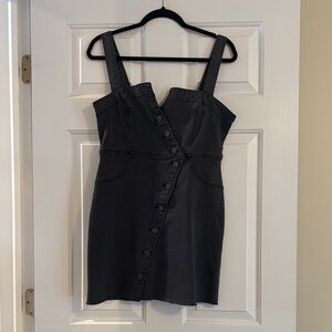Forever 21 Charcoal Button-Front Jean Mini Dress